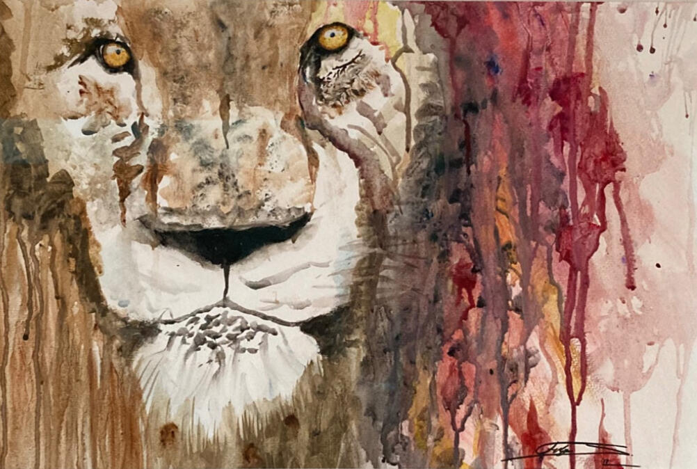 Lion of Judah, Blood of the Lamb - Symbolic Expressionism · Watercolor on paper A symbolic exploration of the strength and mercy of God.