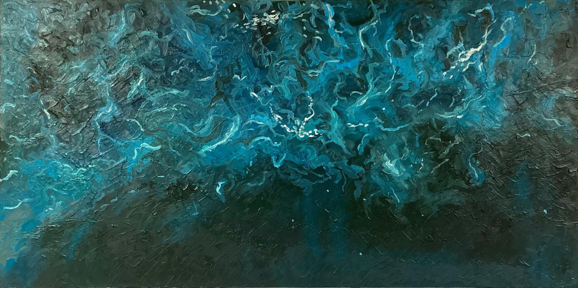 Abstract Expressionism · Oil on canvas An abstract study of water, evoking the flow and turbulence of a moving surface.