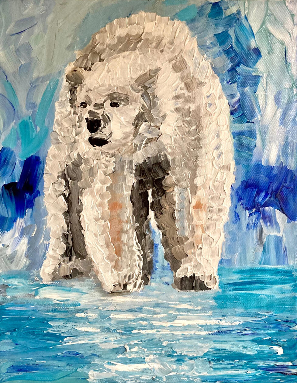Expressive Wildlife · Acrylic on canvas A small-format study created with a relatively large brush, exploring how limited mark size and bold strokes can still convey fine detail and form.