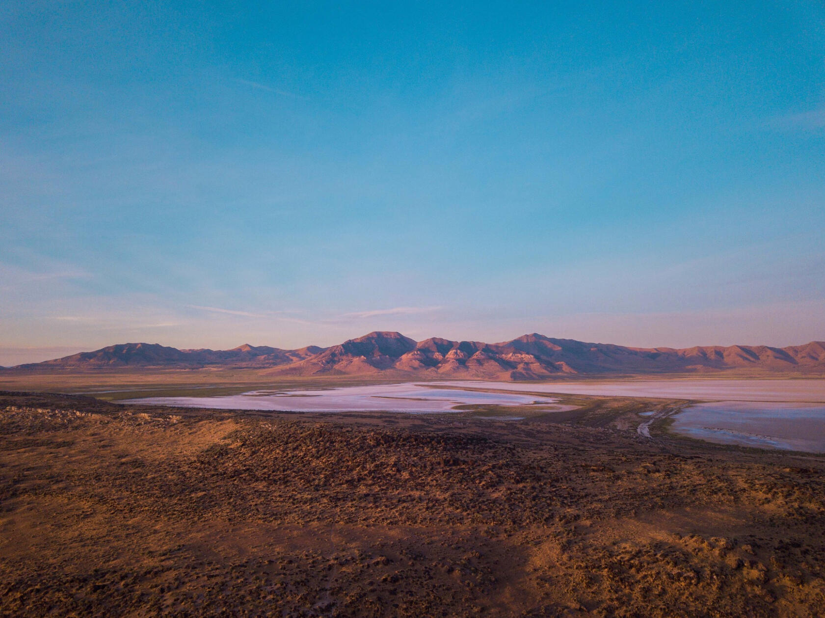 Aerial landscape study of the mountains at sunset • Near Salt Lake City, Utah