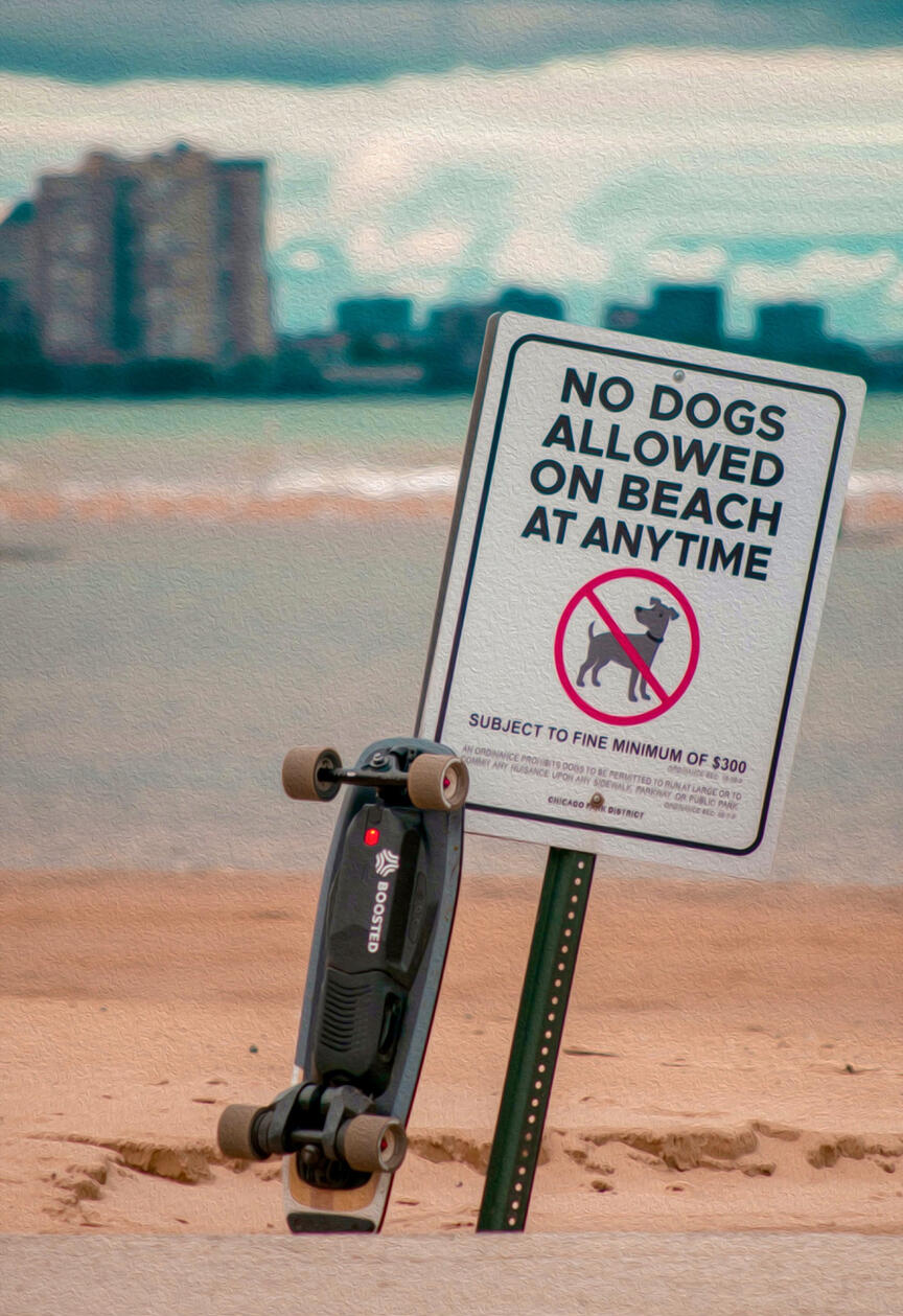 Urban lakefront photography • Chicago, Illinois - oil paint effect applied using Photoshop