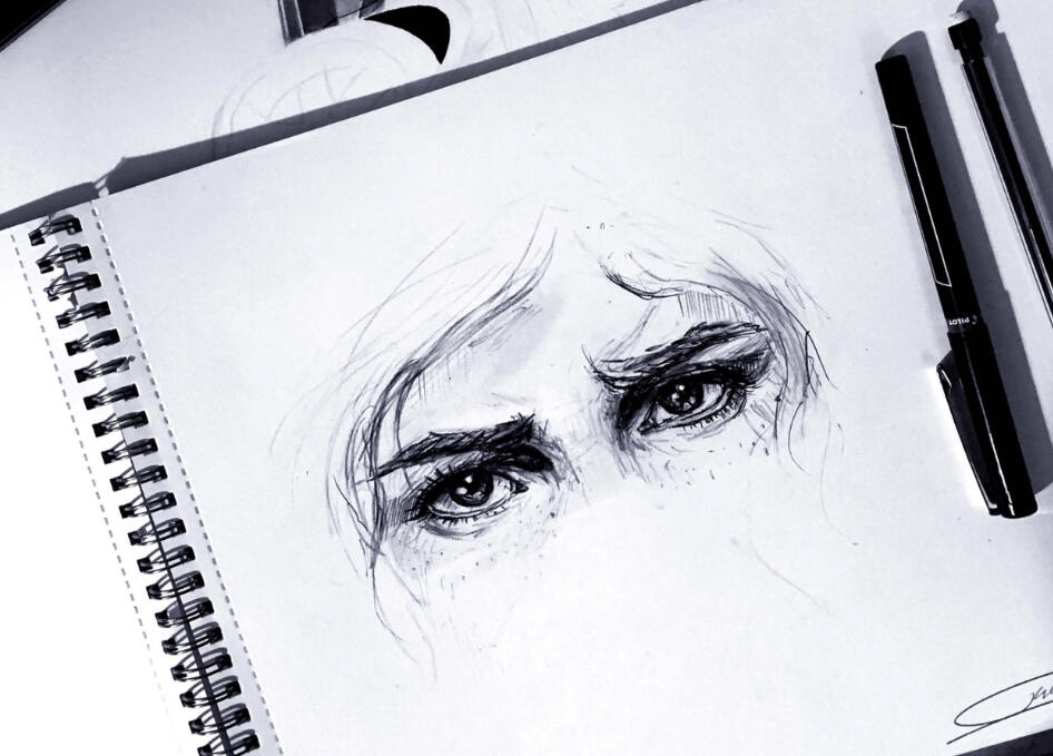 Expressive Figurative Study · Graphite on paper An expression study focused on the eyes and the subtle changes that communicate emotion.