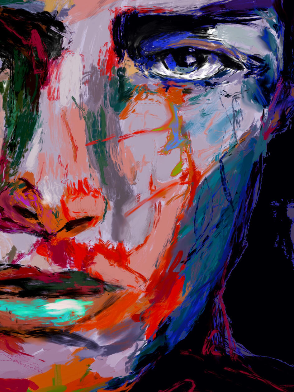 Expressionist Portraiture · Digital painting A chroma study exploring how shifts in hue and saturation can construct facial form.