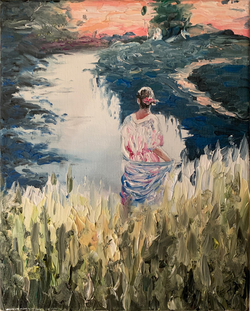 Contemporary Figurative Landscape · Oil on canvas The third iteration of the same composition, completing a three-painting study of repetition, consistency, and the natural variation of painting by hand.