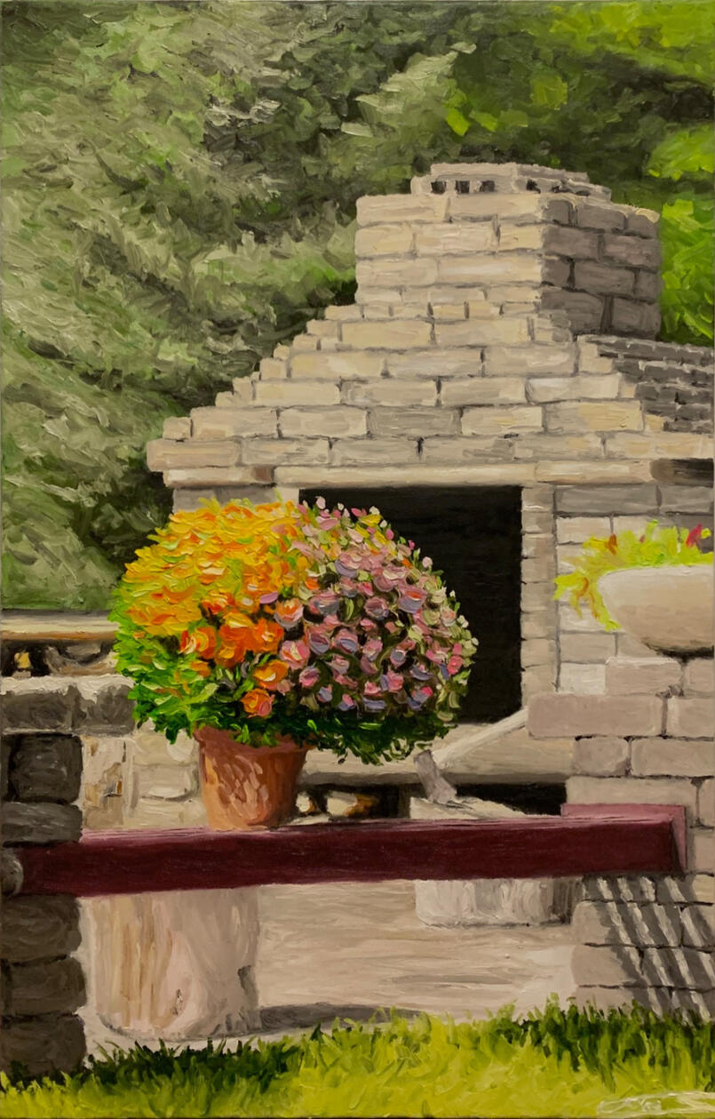 Plein-Air Realism · Oil on canvas Painting in my parents’ backyard on a steamy Wisconsin afternoon.